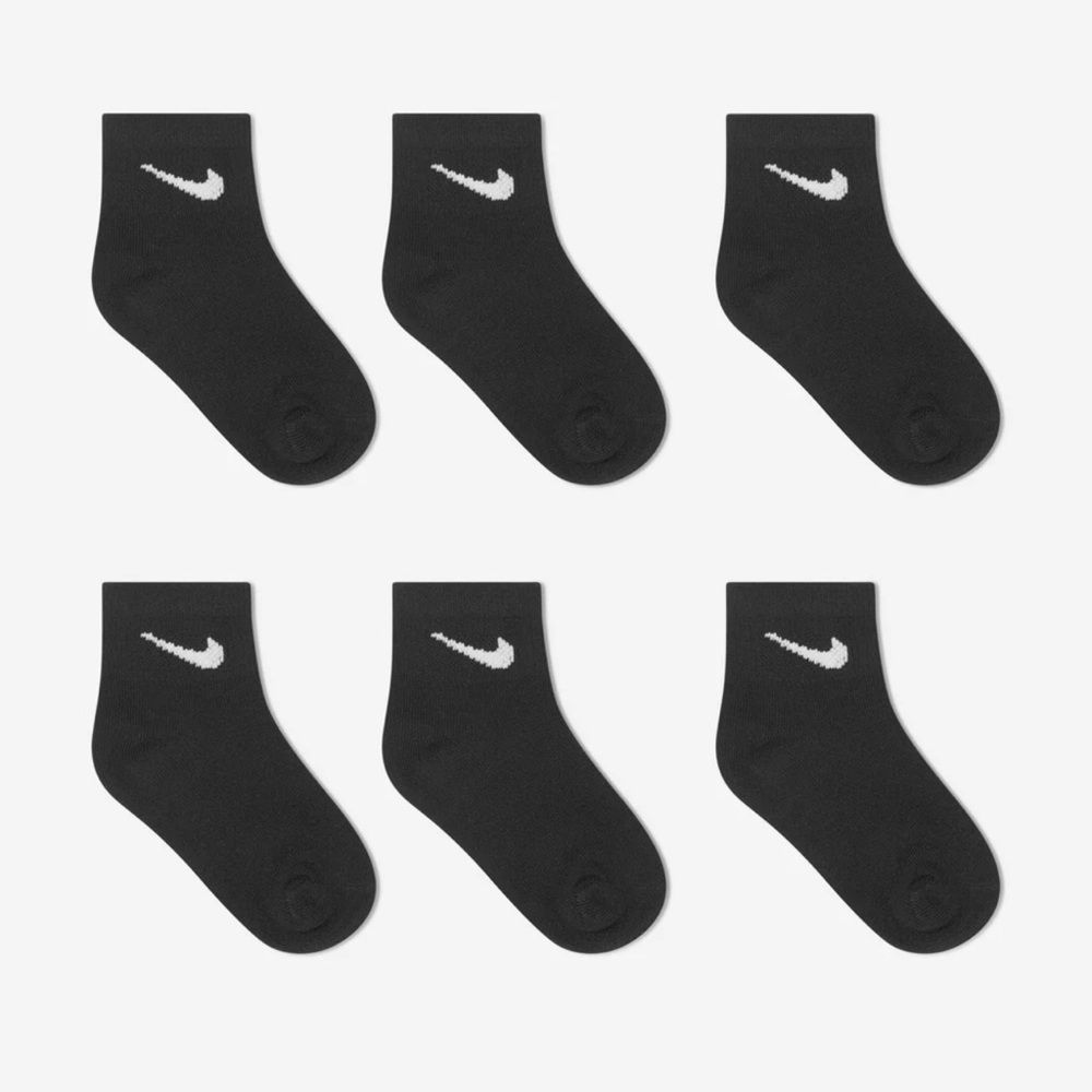 Set of 6 Black Nike Logo socks size 1-2 Year